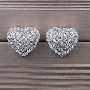 Elegant Silver Heart Stud Earrings